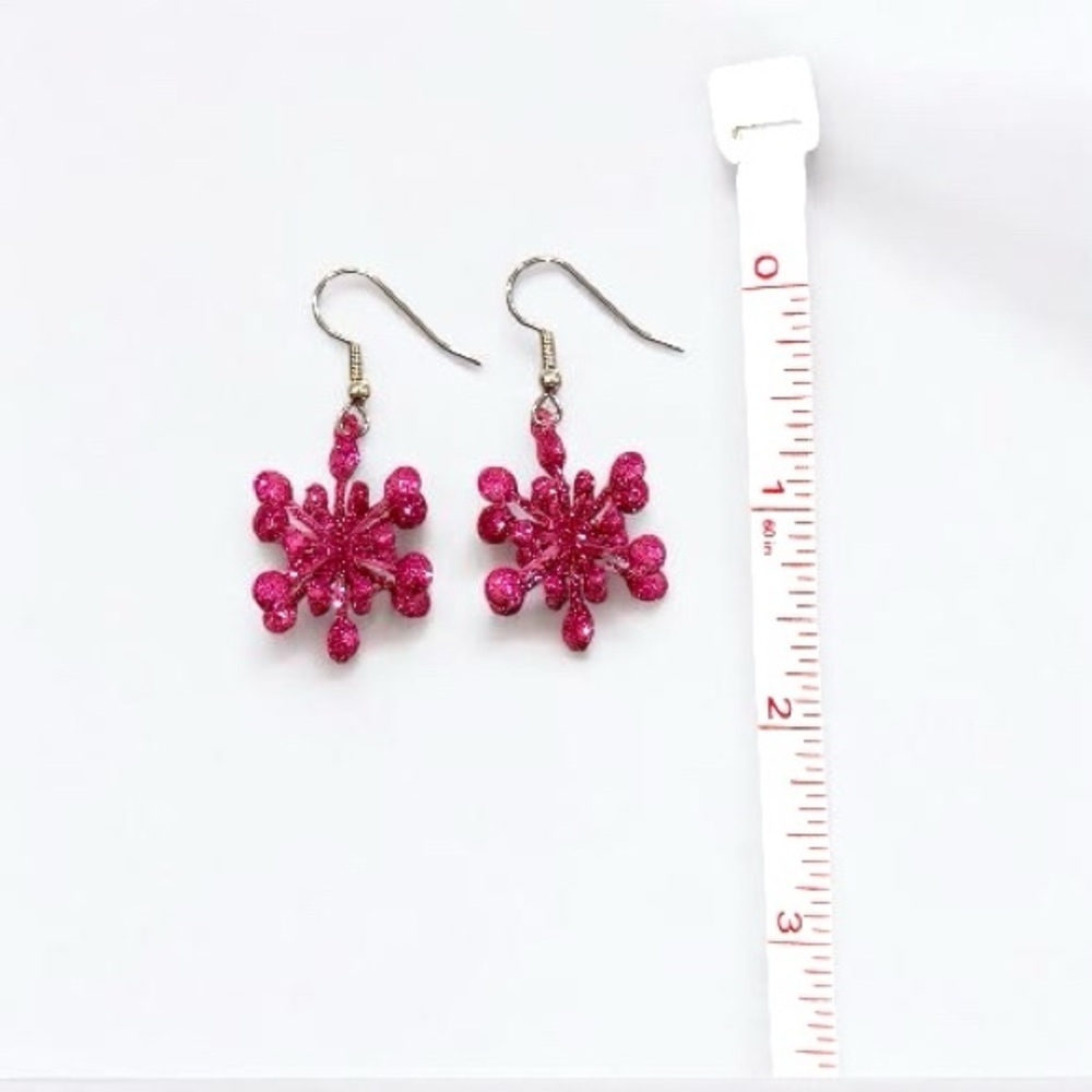 Pink Glitter Burst Drop Earrings - Picture 2 of 2